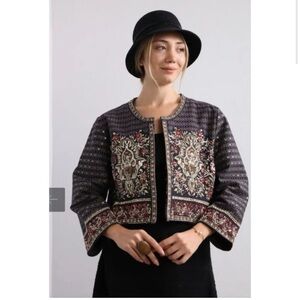Soft Surroundings Embroidered Embellished Statement Jacket Bolero Fancy Boho M